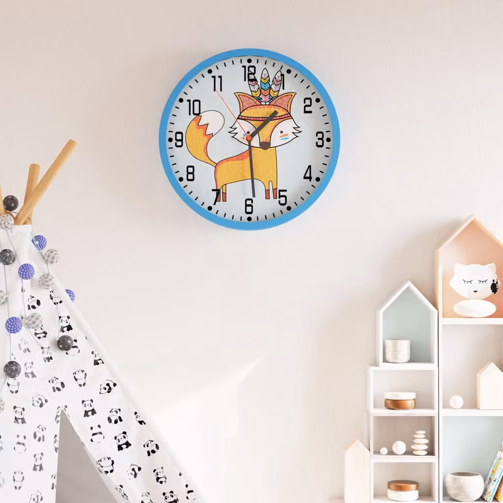 vidaXL Orologio da Parete Analogico Blu con Movimento Silenzioso e Quadrante in Vetro, Diametro: 25,5 cm