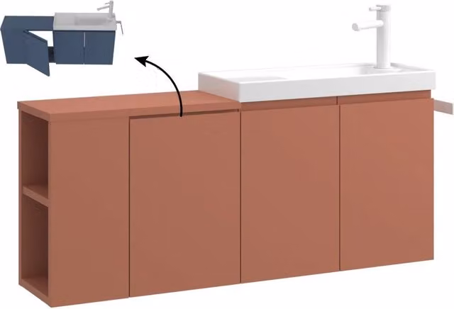 Mobile lavabo "Ferla 110" - 110 x 22 x 45 cm - Cinnamon opaco