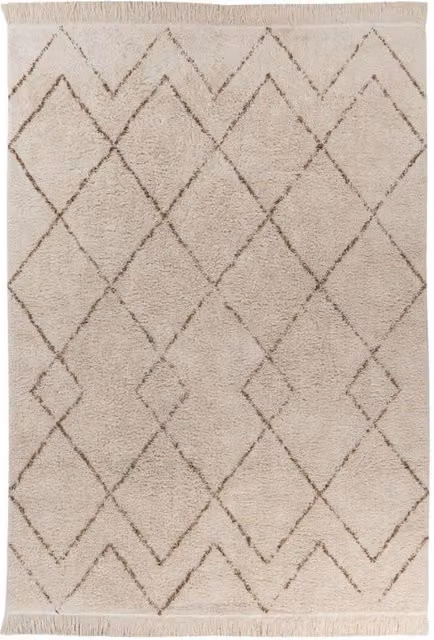 Tappeto Kendra Home in Cotone con Motivo Geometrico Boho in Beige e Marrone