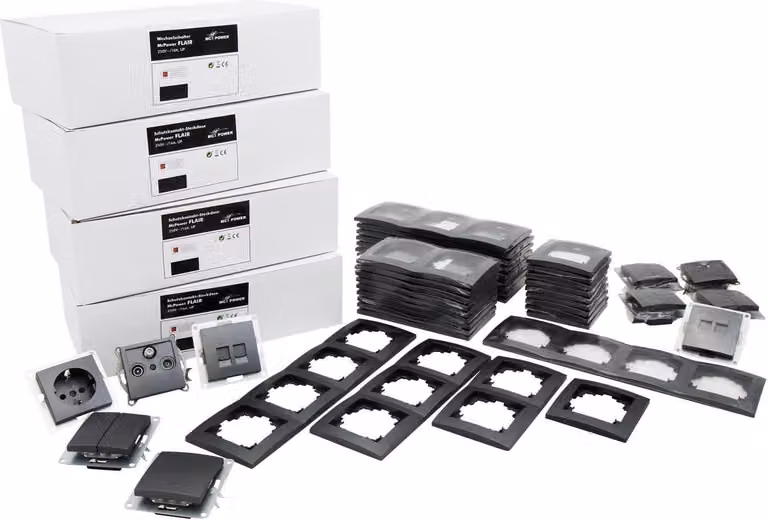 McPower Flair ''Megaset'' set di interruttori e prese da 100 pezzi, antracite