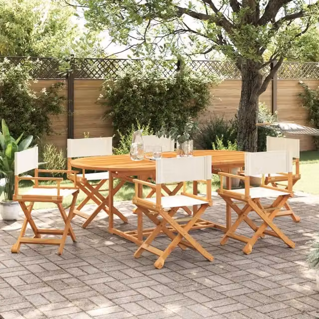 Set di 6 sedie pieghevoli in tessuto bianco crema 3208911