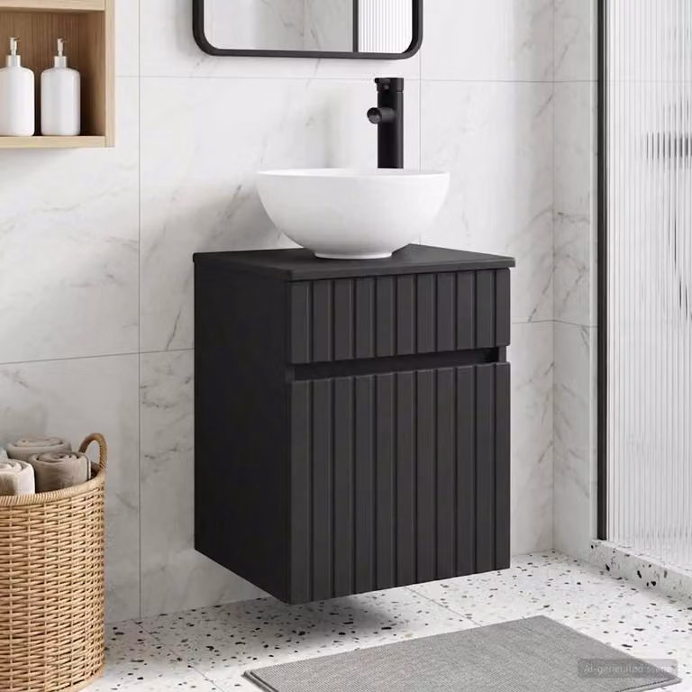 Mobile lavabo da parete moderno vidaXL Nero L: 39 cm, P: 41 cm, H: 64,5 cm