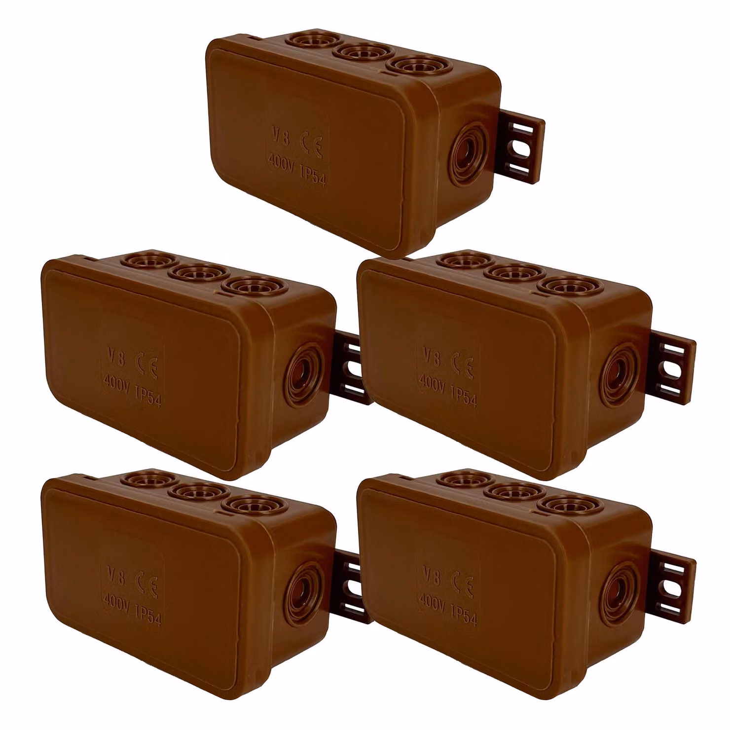 5x Scatola flessibile da superficie 80x45x41mm IP54 8 ingressi a membrana a scatto marrone V8 EDO777922 EDO Technic