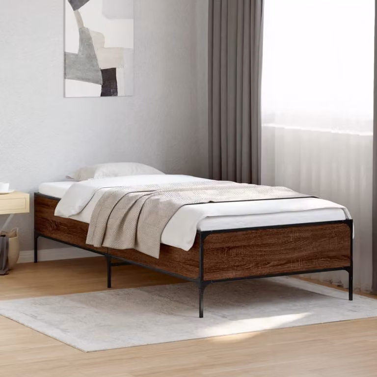 vidaXL Giroletto Rovere Marrone in Legno e Metallo L: 100 cm, P: 200 cm
