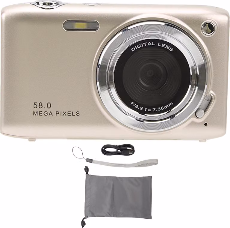 Fotocamera digitale, schermo da 2,88 pollici, 58 MP, 4K HD, zoom 16x, obiettivo fisso, modalità macro, registrazione video programmata