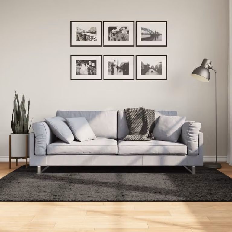 vidaXL Tappeto a Pelo Lucido ISTAN Moderno Antracite L: 140 cm, P: 200 cm