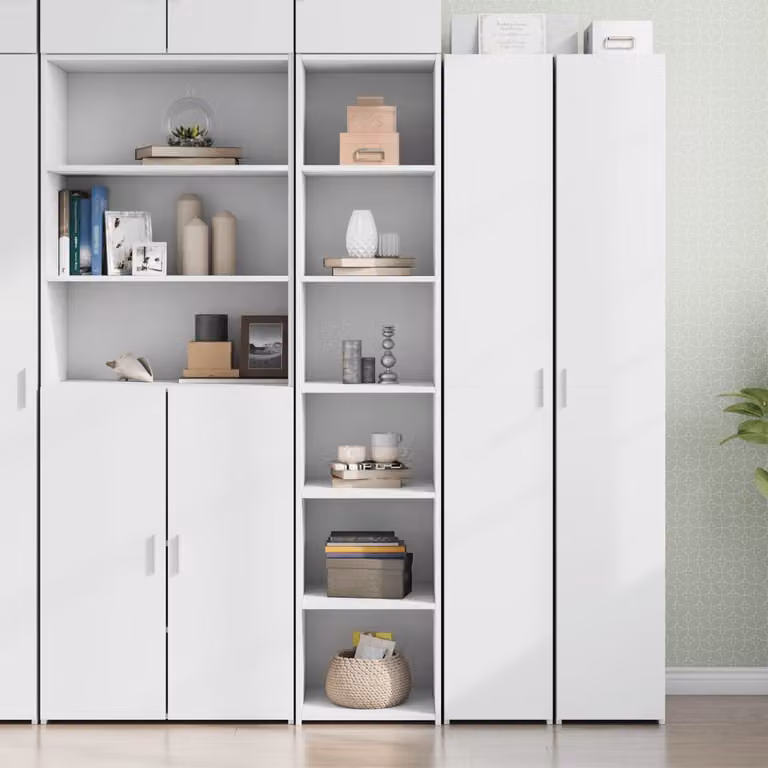 Credenza moderna vidaXL bianca in legno MDF con ante a battente e ripiani interni, L/P/H: 40 x 41 x 185 cm