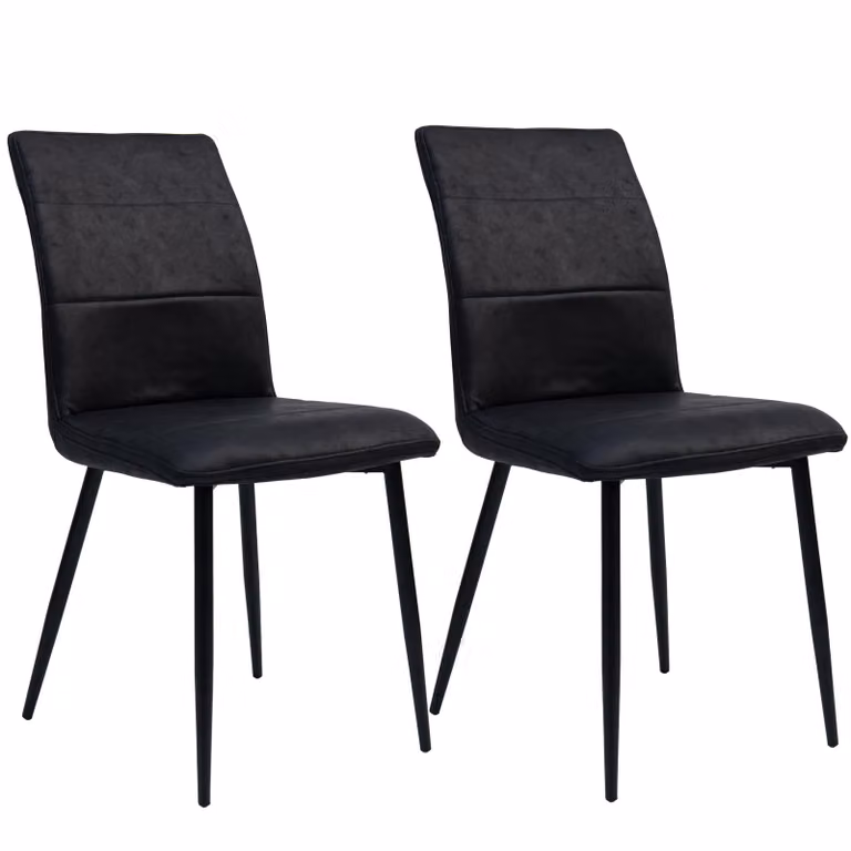 Sedie da pranzo moderne in pelle - sedie confortevoli con parte anteriore trapuntata e schienale imbottito - sedie da cucina imbottite con schienale curvo per un maggiore comfort di seduta, Colore:Nero;Quantità:2 pezzi.