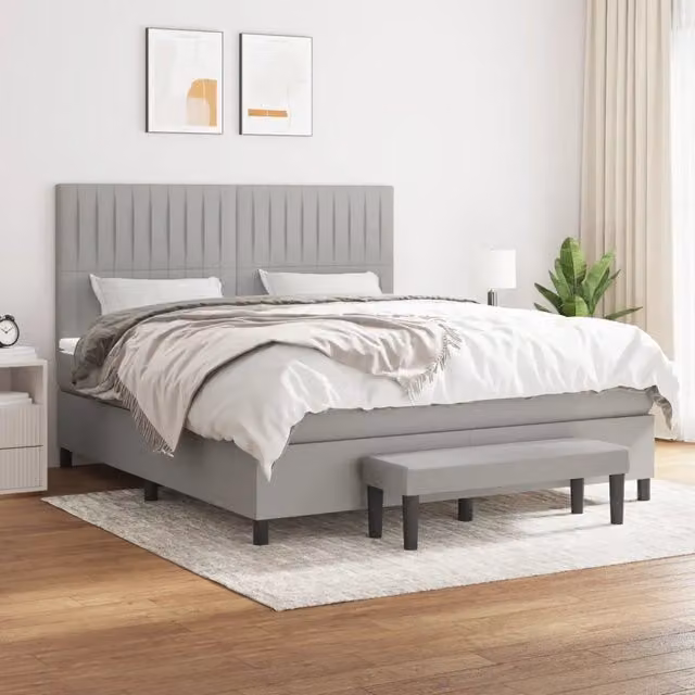 Letto Ibrido con Giroletto a Molle e Materasso vidaXL Grigio Chiaro e Bianco L/P/H: 160 x 200 x 128 cm – 1
