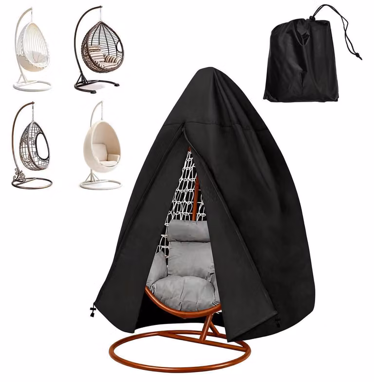 Copertura impermeabile per sedia a dondolo, dimensioni 115 x 190 cm, colore nero, realizzata in tessuto Oxford 210D