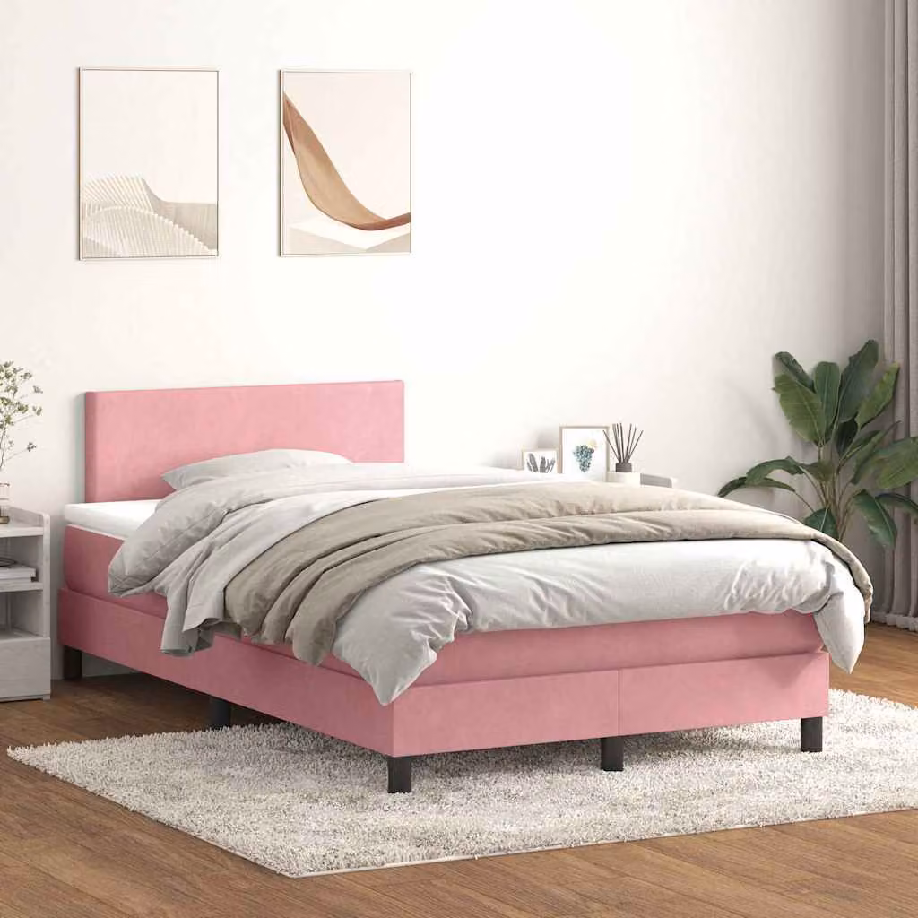 Maison Exclusive - Letto a Molle con Materasso e LED Rosa 120x220 cm in Velluto