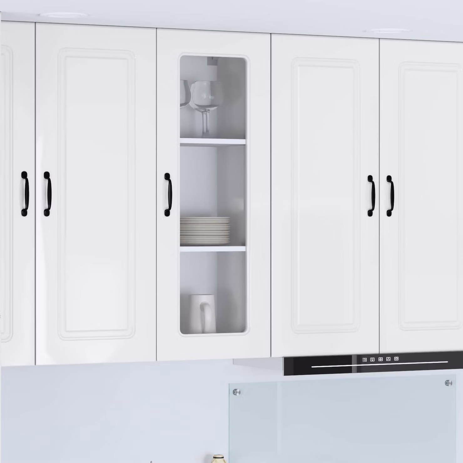 vidaXL Pensile da cucina Kalmar Bianco Lucido con ante a battente e ripiani interni L/P/H: 40 x 31 x 100 cm