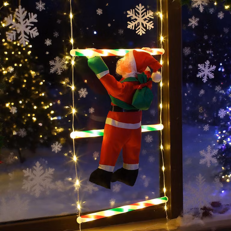 Jayseuw 3m bianco caldo LED Babbo Natale scala RGB controllo luci di Natale per interni, esterni, giardino, finestra, parete, albero di Natale