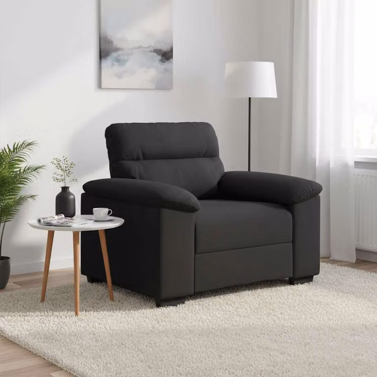 Poltrona relax moderna vidaXL in tessuto nero con braccioli L/P/H: 100 x 81 x 84 cm