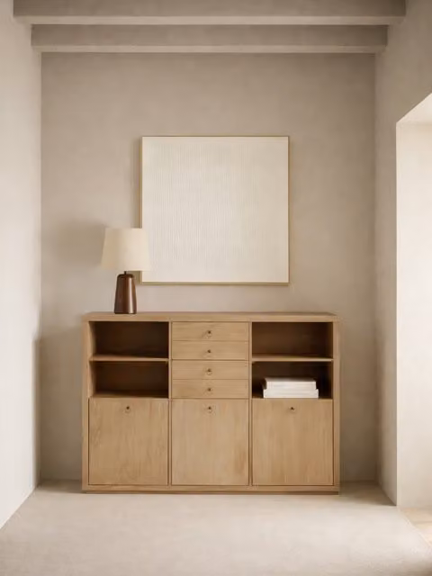 Credenza Manor Kenay Home in legno di mango naturale e metallo marrone e oro