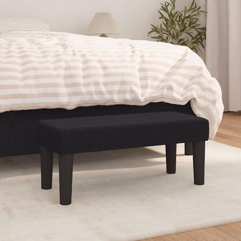 Panca vidaXL in tessuto nero con struttura in legno L: 70 cm, P: 30 cm, H: 30 cm