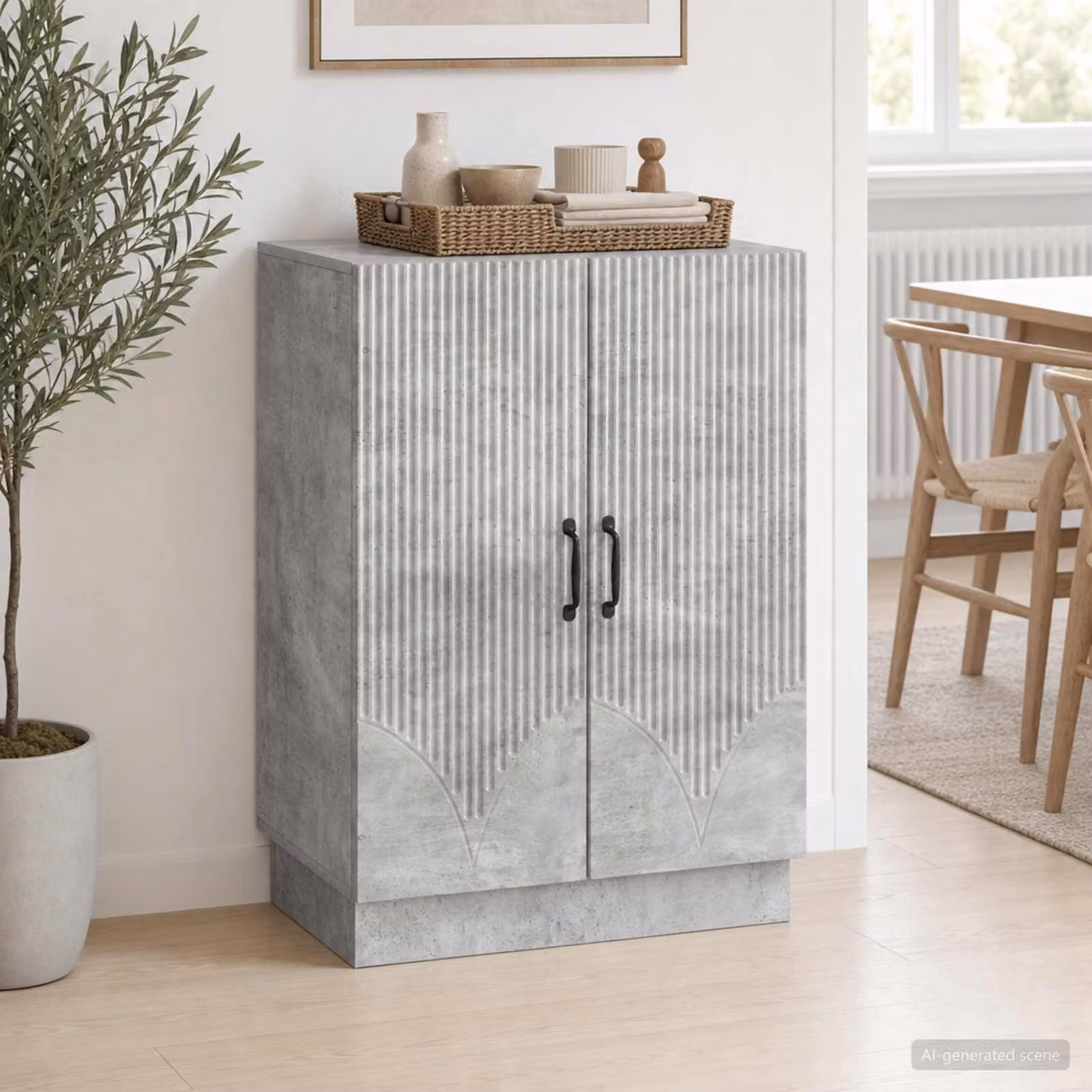Credenza moderna vidaXL in legno ingegnerizzato e metallo, Grigio, L 66 x P 34,5 x H 87 cm