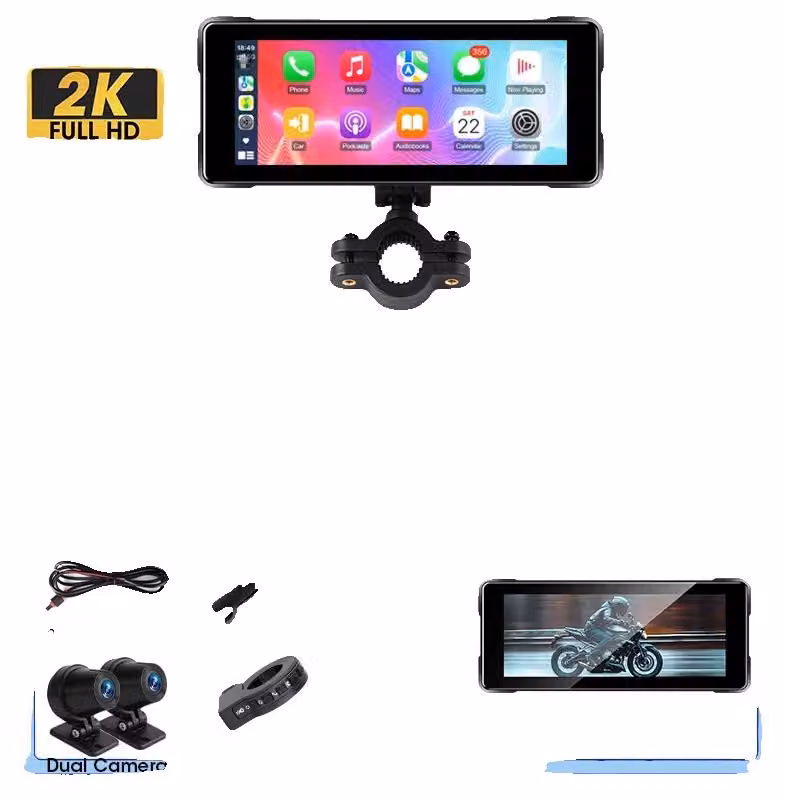 Navigatore Motorrad DVR, impermeabile, con doppia connessione Bluetooth, videoregistratore 2K, senza fili