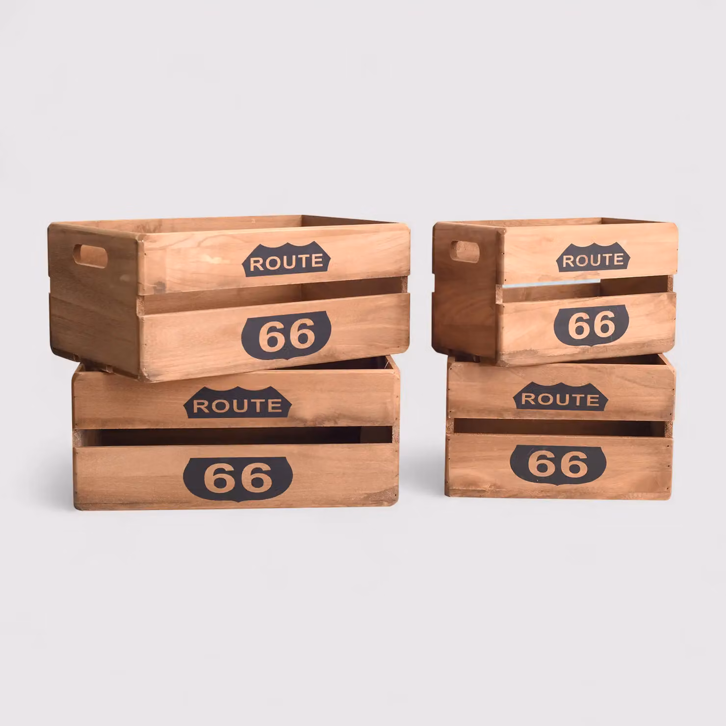Albuca - Set di 4 cassette in legno per frutta e découpage