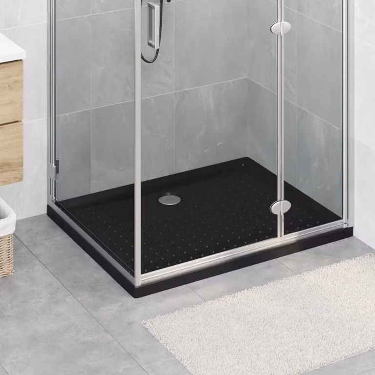 Vassoio base doccia rettangolare vidaXL in plastica anti-slip, Nero, L: 100 cm, P: 80 cm, H: 4 cm