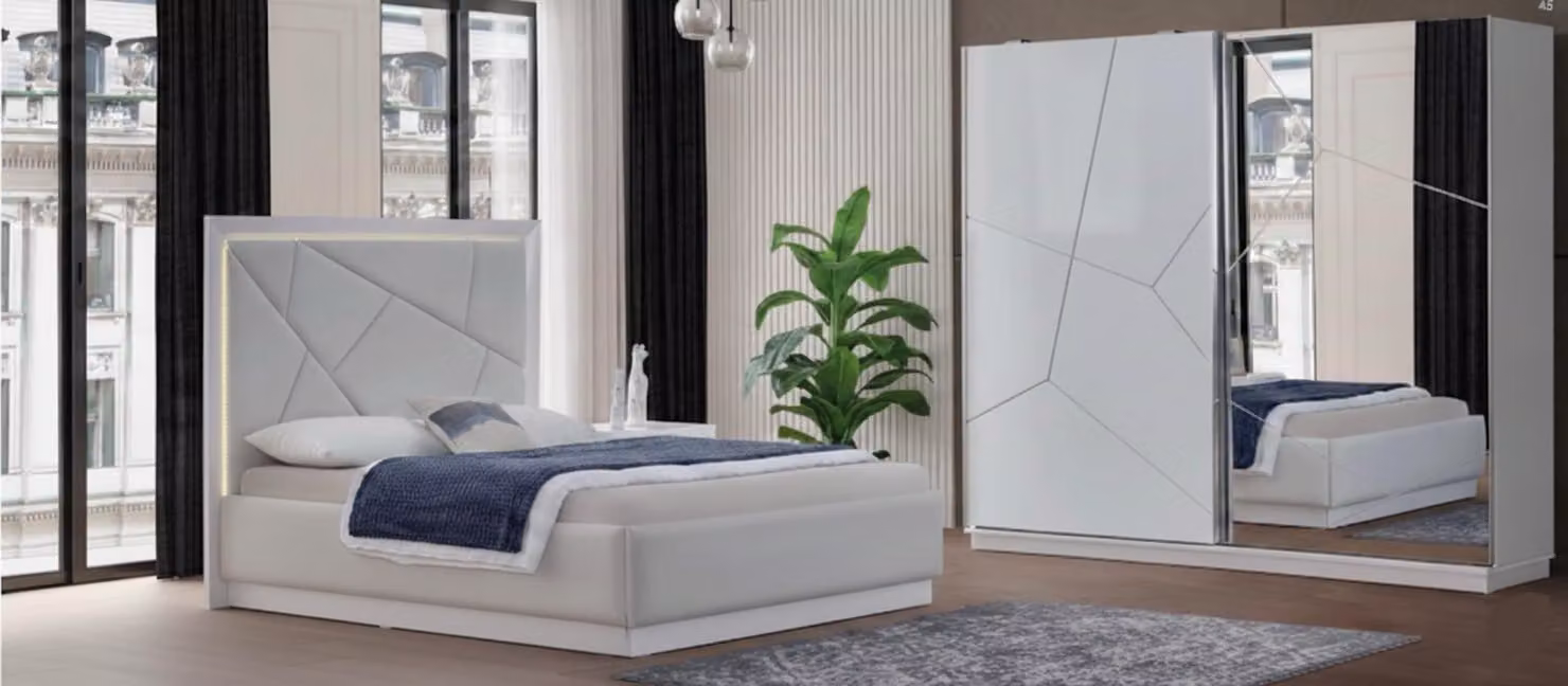 Set da camera da letto moderno e elegante, composto da due elementi, per un comfort ottimale