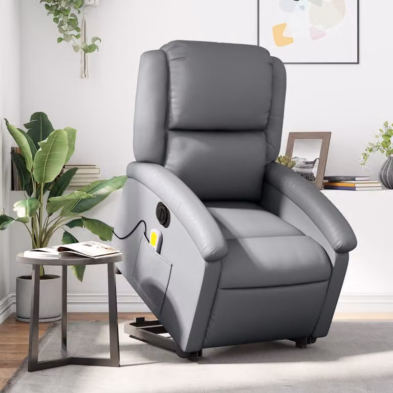 Poltrona Alzapersona Elettrica Reclinabile vidaXL in Similpelle Grigio