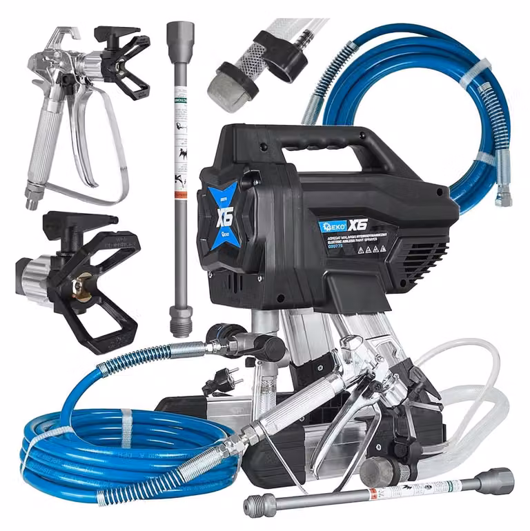 Pistola per pompa verniciatura idrodinamica X6 700 W 200 Bar 1.4 litro/min tubo 15 m, ugello 0.517 , spruzzo vernice ad alta pressione, uso commerciale per forniture di verniciatura per auto casa Geko