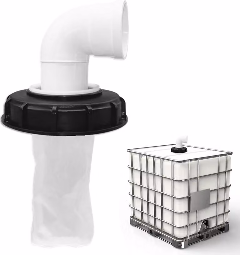 Filtro IBC a 90° con coperchio in nylon, diametro 165 mm, lavabile, filtro per l'acqua da utilizzare con serbatoi di raccolta dell'acqua piovana