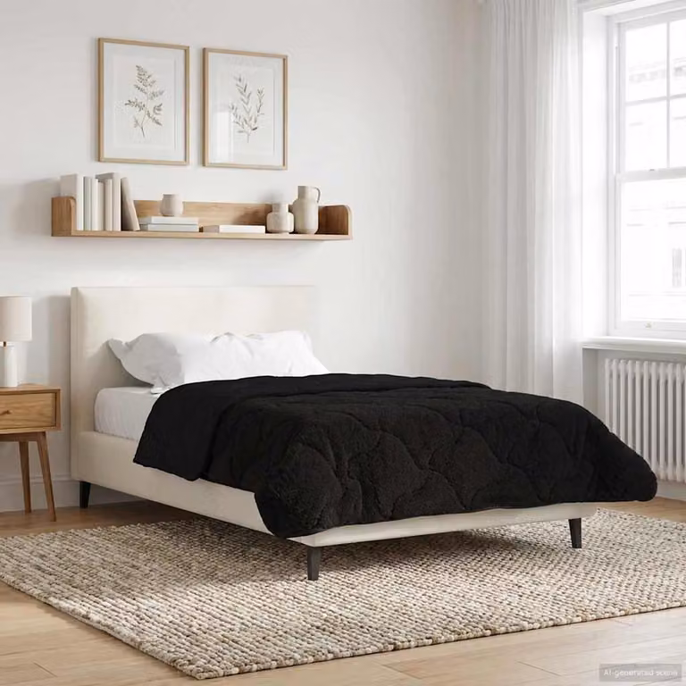 Piumone Completo Annuale Trapuntato Reversibile in Microfibra vidaXL Nero L: 155 cm x P: 200 cm
