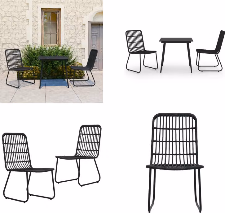 vidaXL Set da pranzo da giardino 3 pezzi in rattan e vetro - Set da pranzo da giardino - Set da pranzo da giardino - Set da pranzo - Set da pranzo