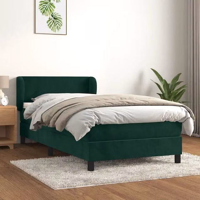 Letto Ibrido vidaXL con Struttura in Legno di Larice e Rivestimento in Velluto Verde, L/P/H: 90 x 200 x 88 cm – 1