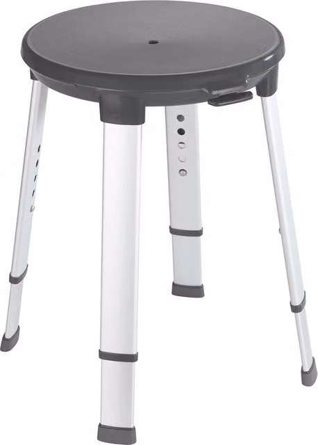 Sgabello per doccia girevole Wenko grigio con gambe regolabili e antiscivolo