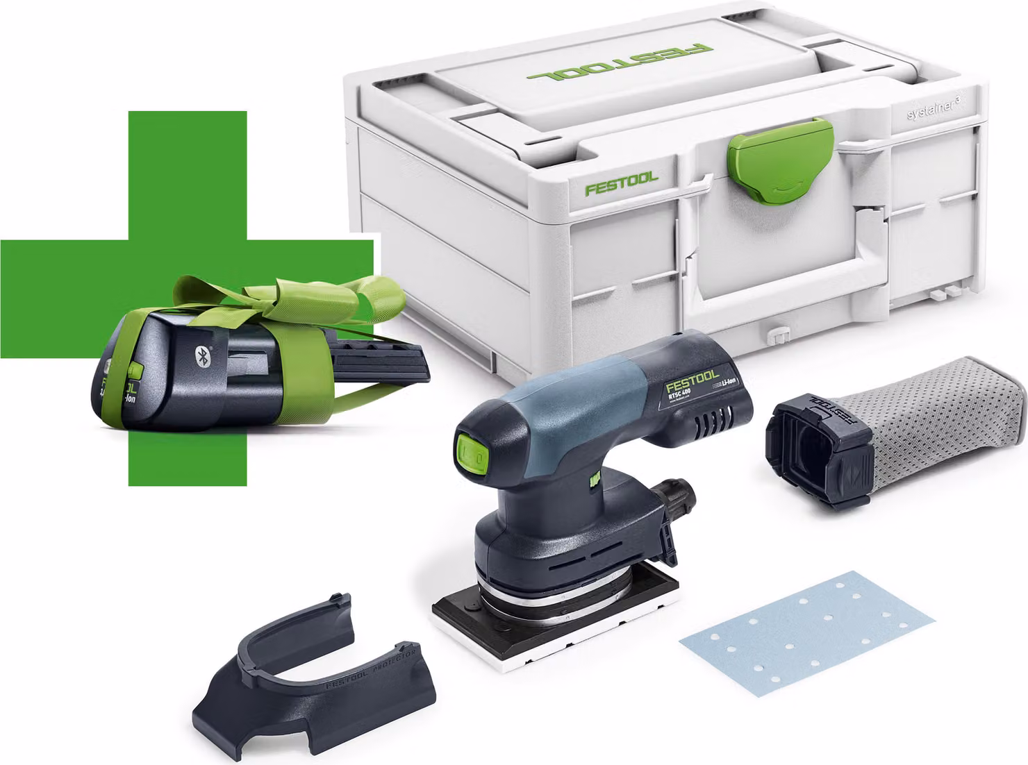 Festool RTSC 400-Basic-ERGO levigatrice orbitale a batteria 18 V 80 x 130 mm ( 577028 ) brushless + 1x batteria 3,0 Ah + systainer - senza caricatore