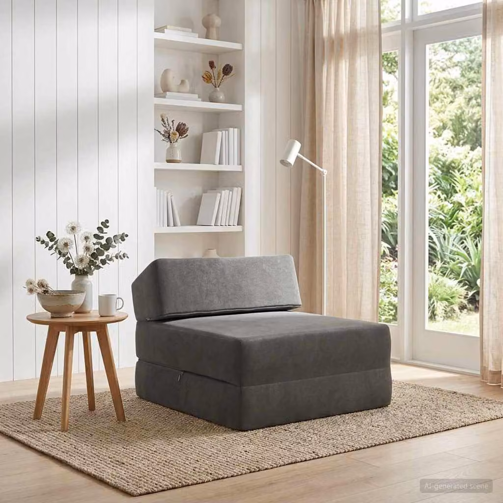 vidaXL Divano Letto Pieghevole Moderno in Tessuto Grigio L: 60 cm, P: 70 cm, H: 41 cm