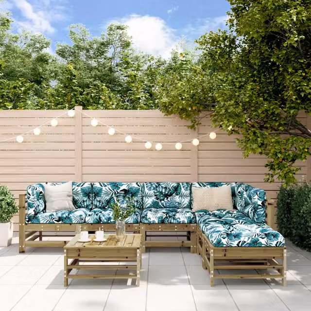 Set Salotto da Giardino 7 pz in Legno Impregnato di Pino 3186444