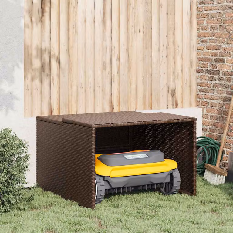 Garage per Robot Tosaerba vidaXL in Polyrattan Marrone L: 86 cm, P: 90 cm, H: 52/57 cm