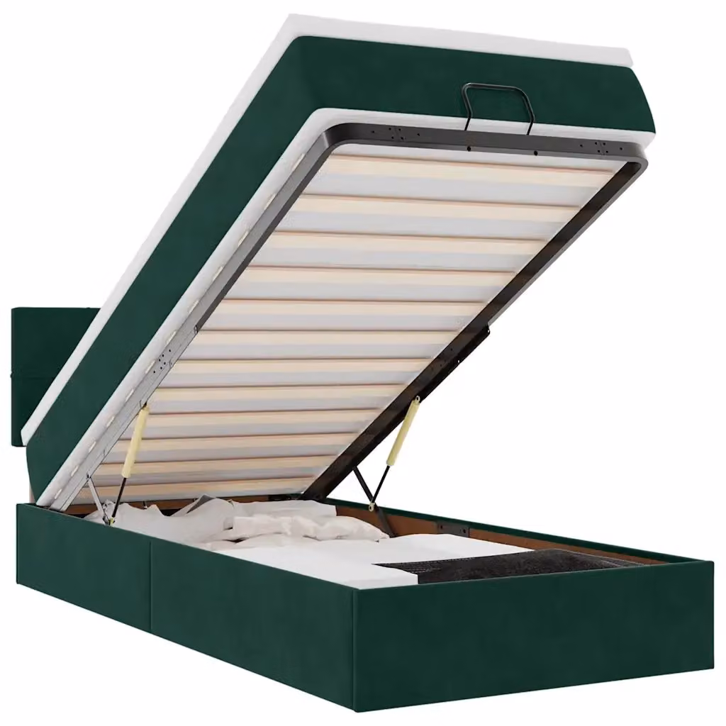 vidaXL Struttura Letto con Materasso e Contenitore a Sollevamento in Velluto, L: 80 cm, P: 200 cm, H: 88 cm – 2