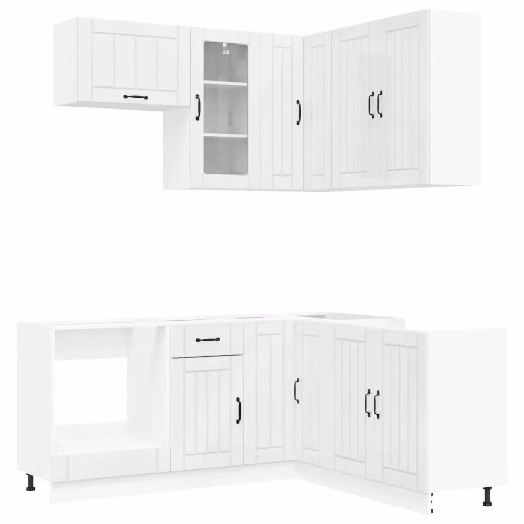 Unità Cucina vidaXL LUCCA 8 Pezzi Bianco Lucido in MDF con Ante in Vetro – 2