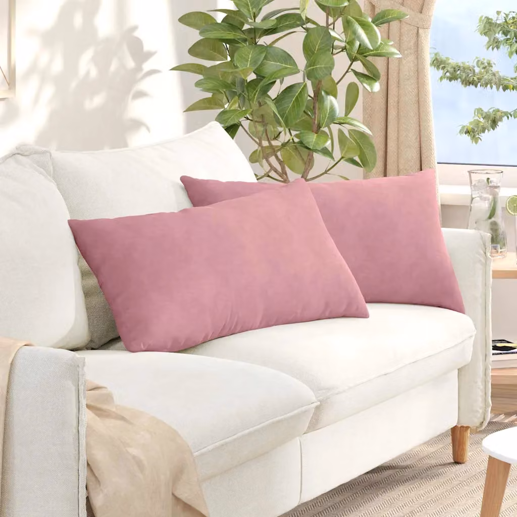 Set di 2 cuscini da divano vidaXL in tessuto a coste rosa, L 80 cm x P 40 cm