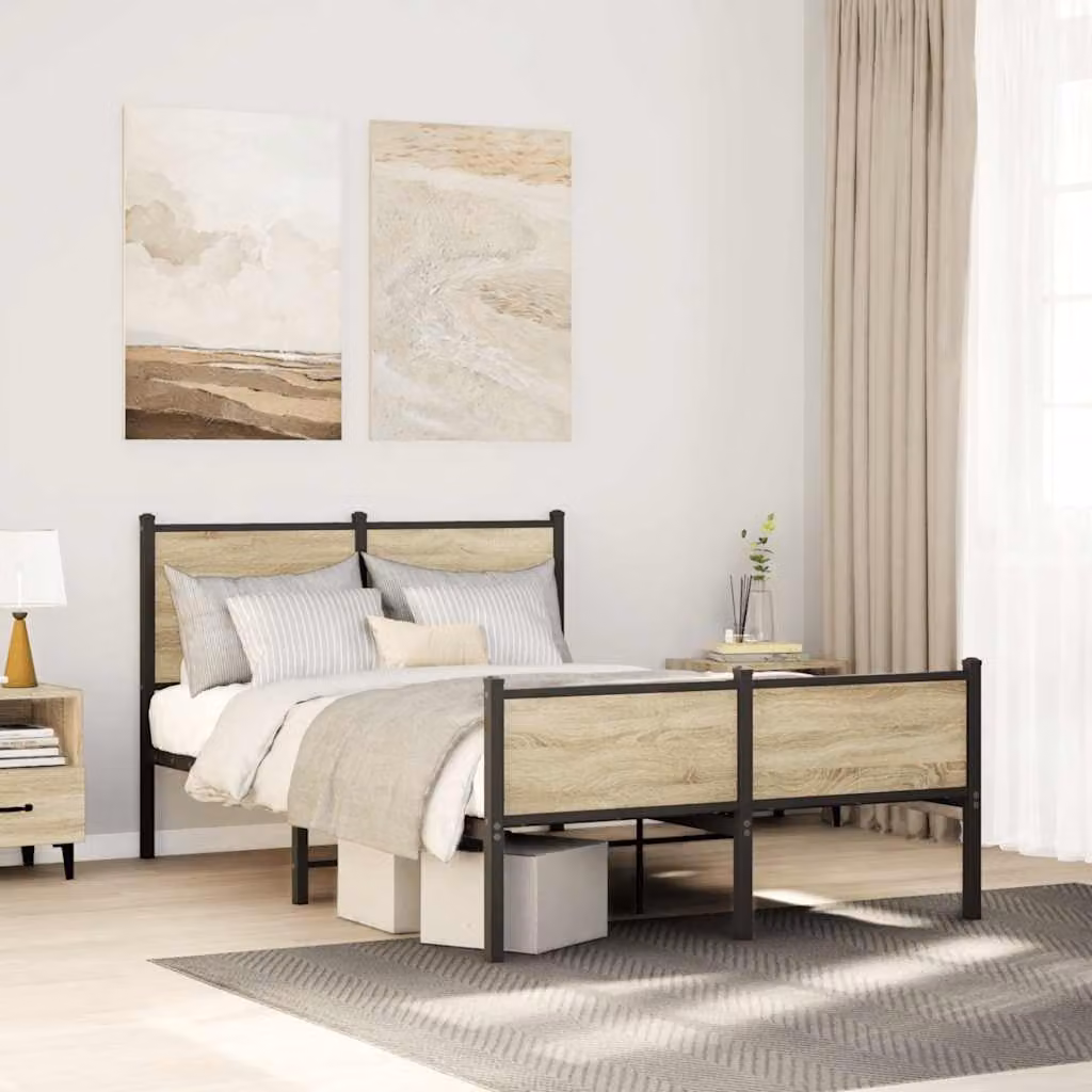 vidaXL Giroletto in Metallo Rovere Sonoma L/P: 120 x 200 cm