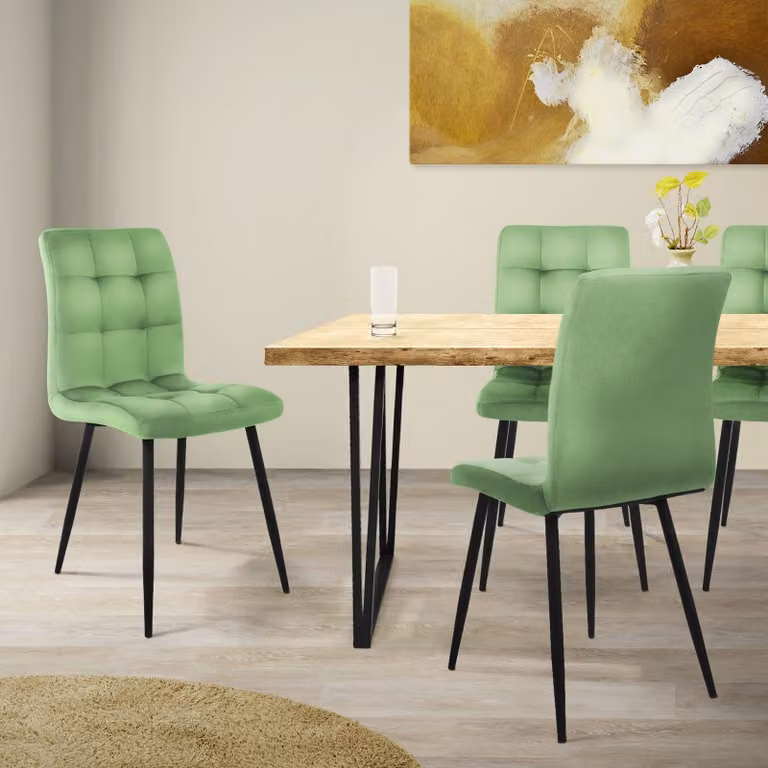 ML-Design set di 4 sedie da pranzo con schienale, salvia, in velluto