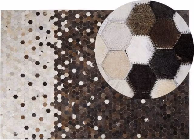 Tappeto Patchwork Rustico BELIANI in Pelle Multicolore Marrone e Beige L: 140 cm x P: 200 cm – 1
