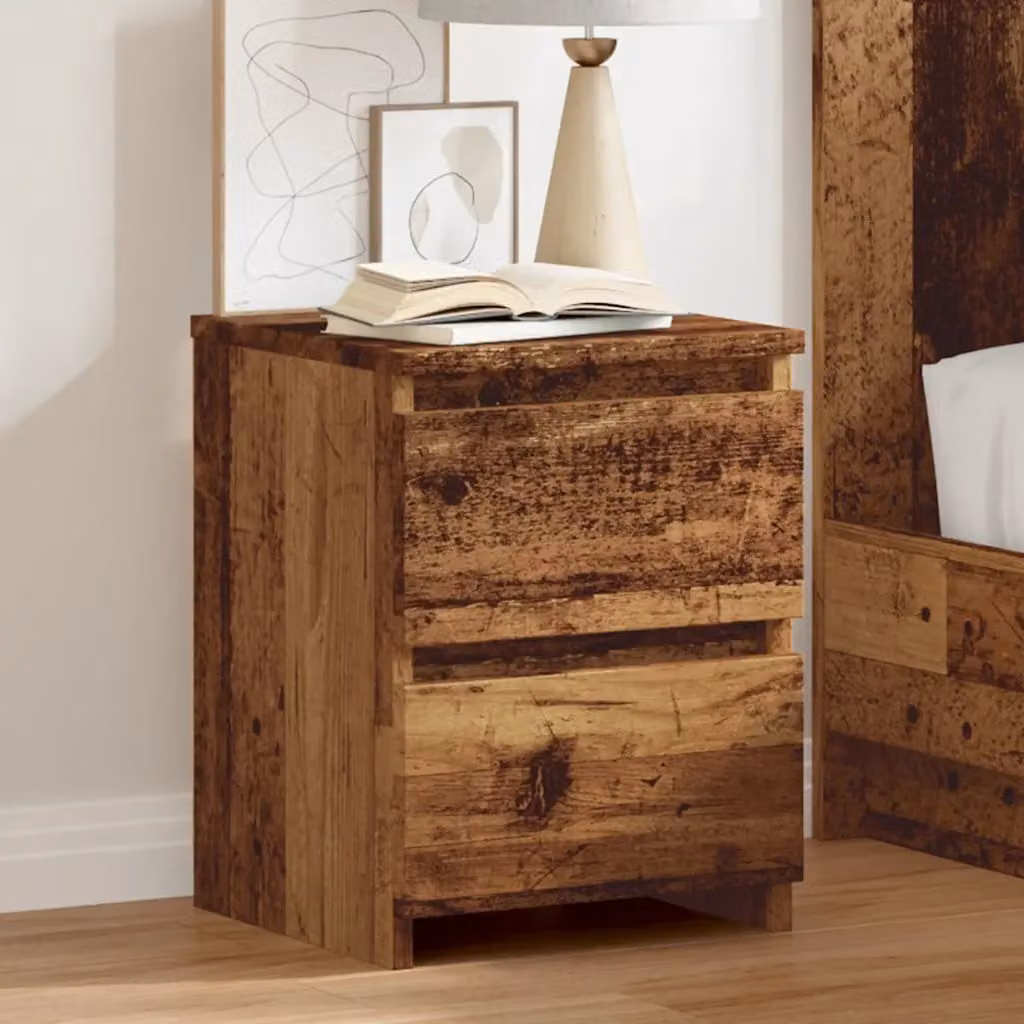Set di 2 comodini vidaXL in legno multistrato e MDF stile industriale, colore marrone, L/P/H: 30 x 30 x 40 cm