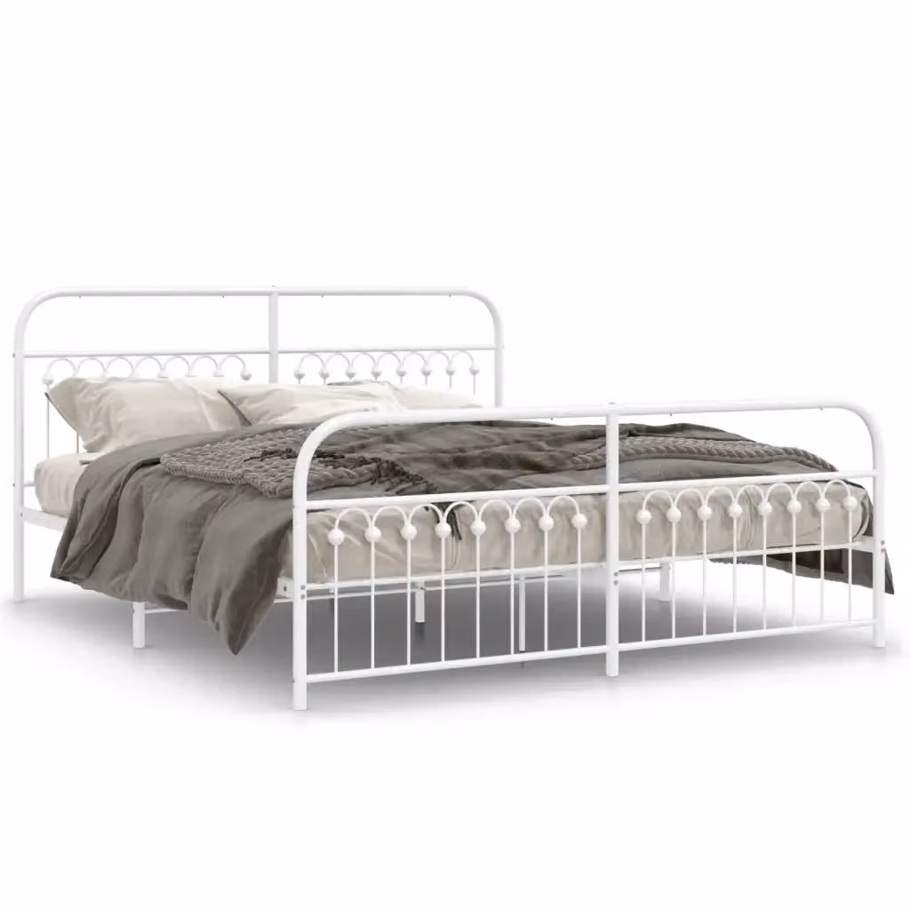 Giroletto vidaXL con testiera e pediera in metallo bianco L: 187 cm, P: 150 cm, H: 219 cm – 2