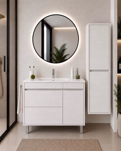 Mobile bagno con lavabo ORIGENBATH CAPRERA senza specchio 80x45 cm bianco nordico con colonna