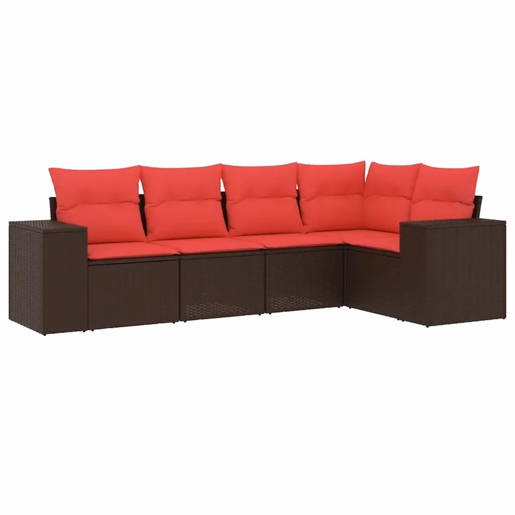 Set di Divani da Giardino a L vidaXL in Polyrattan Marrone con Cuscini Imbottiti e Rivestimenti Rimovibili – 2