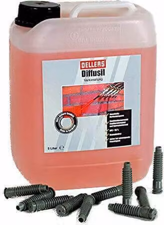 OELLERS Diffusil set di barriera orizzontale 5L + 10 packer per la siliconatura contro l'umidità nei muri