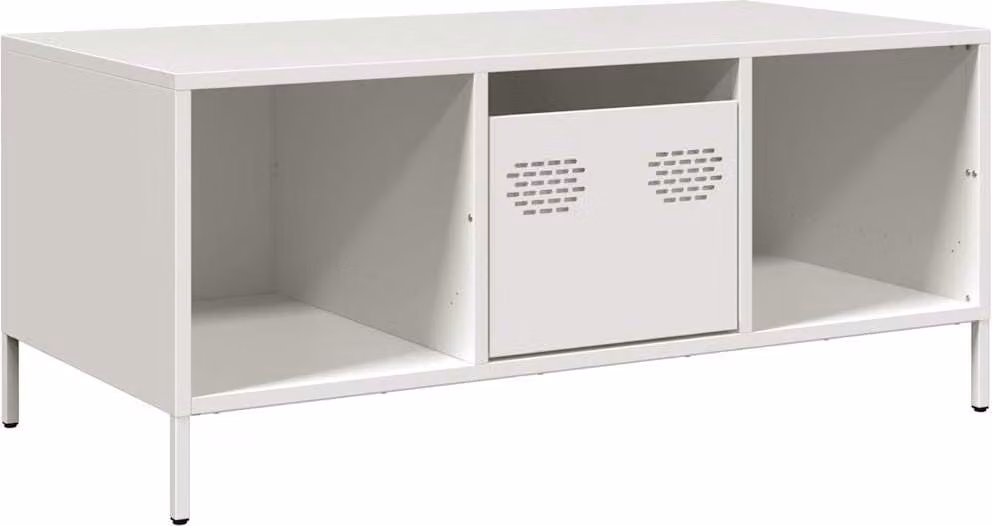 Tavolino Bianco 101,5x50x43,5 cm in Acciaio Laminato a Freddo