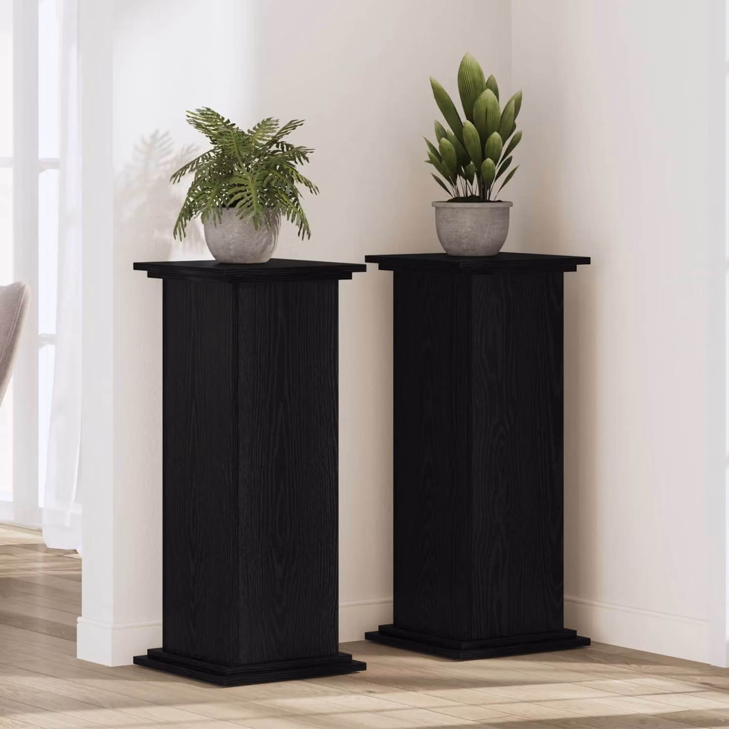 vidaXL Supporto per piante in legno MDF Nero L/P/H: 33 x 33 x 100 cm