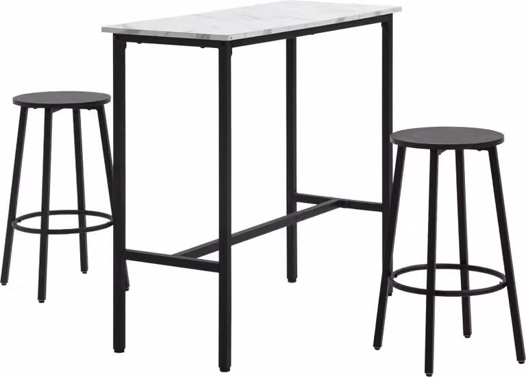 Set tavolo da bar con sgabelli HOMCOM, set da 3 pezzi. Set tavolo da bar, tavolo da pranzo con 2 sgabelli